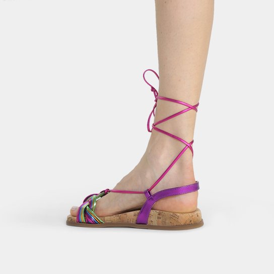 Papete Shoestock Amarração Metalizada Feminina