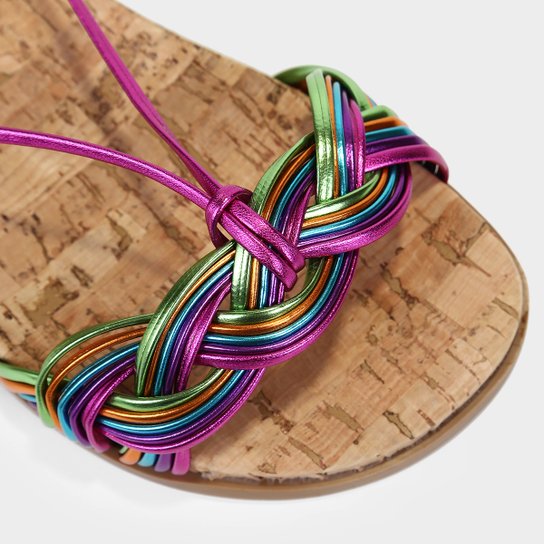 Papete Shoestock Amarração Metalizada Feminina