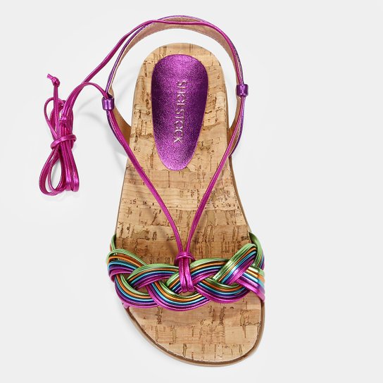 Papete Shoestock Amarração Metalizada Feminina