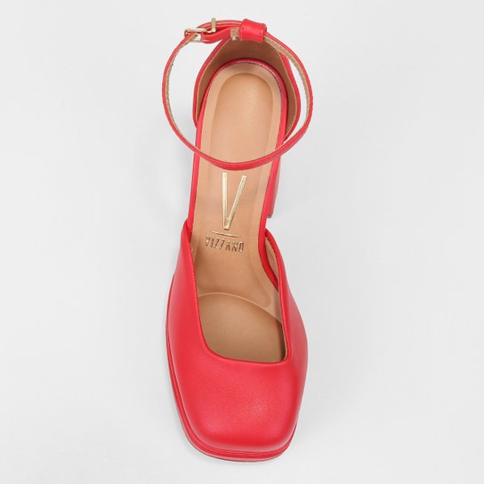 Peep Toe Meia Pata Vizzano Bico Quadrado Salto Bloco Alto