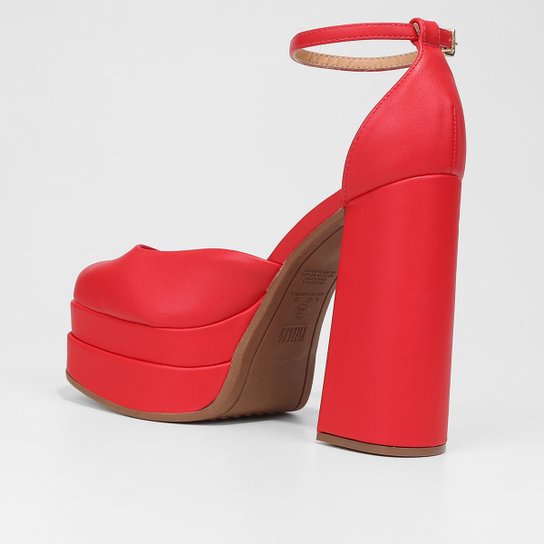 Peep Toe Meia Pata Vizzano Bico Quadrado Salto Bloco Alto