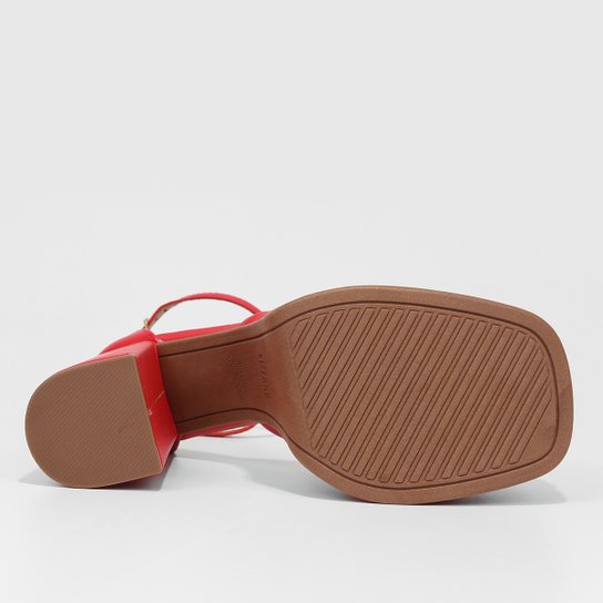 Peep Toe Meia Pata Vizzano Bico Quadrado Salto Bloco Alto