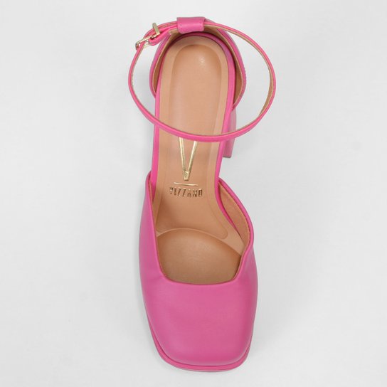 Peep Toe Meia Pata Vizzano Bico Quadrado Salto Bloco Alto