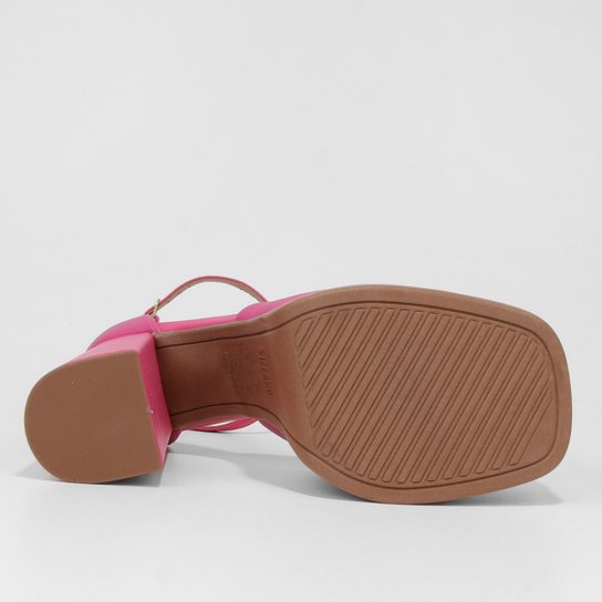 Peep Toe Meia Pata Vizzano Bico Quadrado Salto Bloco Alto