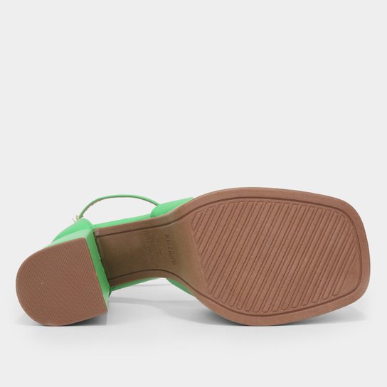 Peep Toe Meia Pata Vizzano Bico Quadrado Salto Bloco Alto