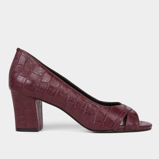 Peep Toe Shoestock Croco Tiras Cruzadas