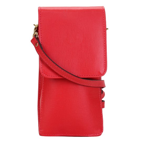 Porta Celular Couro Shoestock Alça Removível Feminino - Vermelho | Shoestock