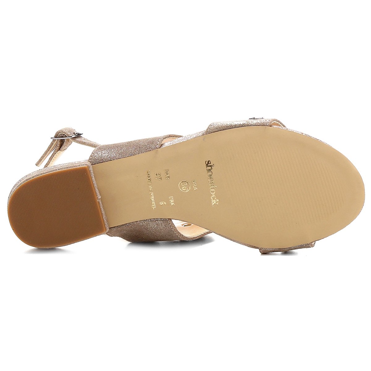 Rasteira Couro Shoestock Pedraria Dourado Shoestock Rasteira Couro Shoestock Pedraria Dourado Shoestock