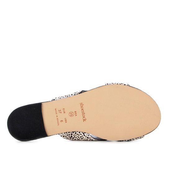 Rasteira Couro Shoestock Slide Cheetah