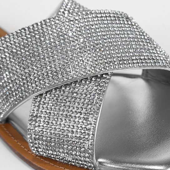 Rasteira Shoestock Brilho Slide Cruzada