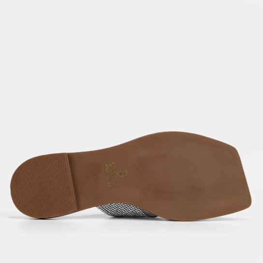 Rasteira Shoestock Brilho Slide Cruzada