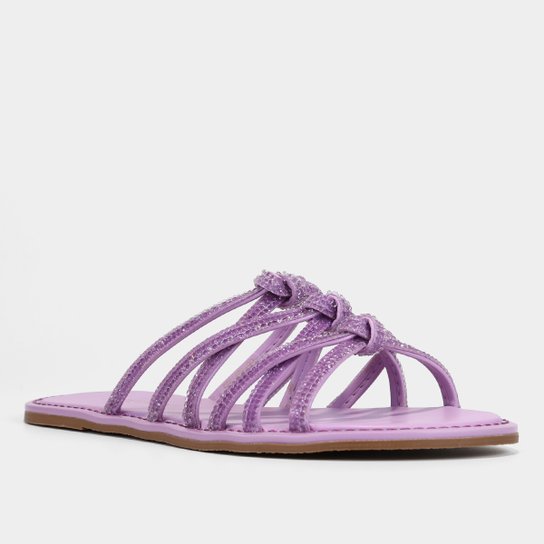 Rasteira Shoestock Brilho Tiras Monocolor