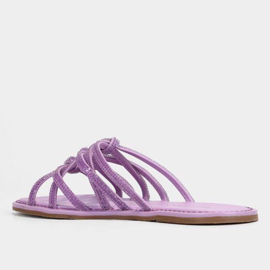 Rasteira Shoestock Brilho Tiras Monocolor