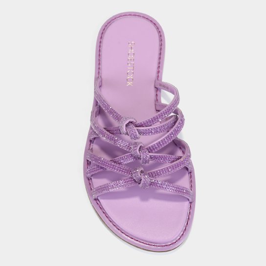 Rasteira Shoestock Brilho Tiras Monocolor