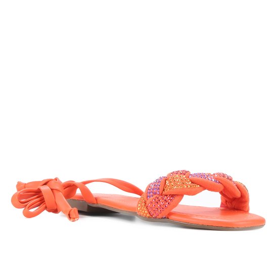 Rasteira Shoestock Cristais Color Amarração