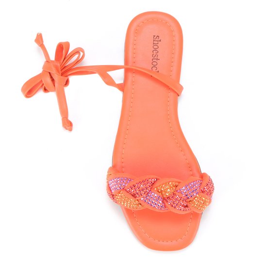 Rasteira Shoestock Cristais Color Amarração