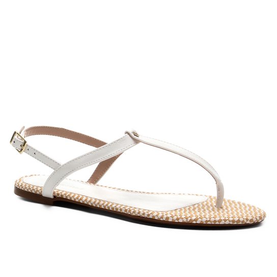 Rasteira Shoestock Flat Ráfia - Branco