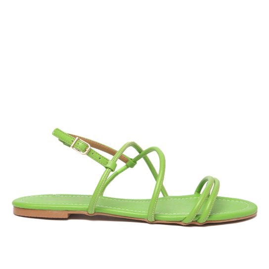 Rasteira Shoestock For You Tiras Feminina - Verde