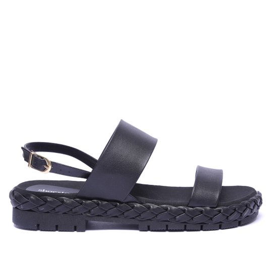 Rasteira Shoestock For You Trança Feminina - Preto