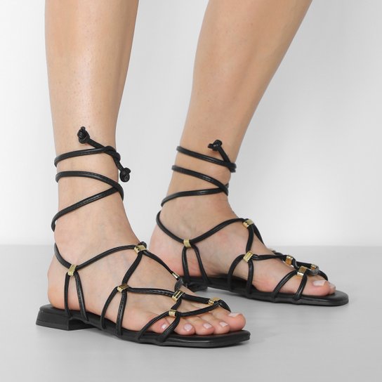 Rasteira Shoestock Lace Up Metal