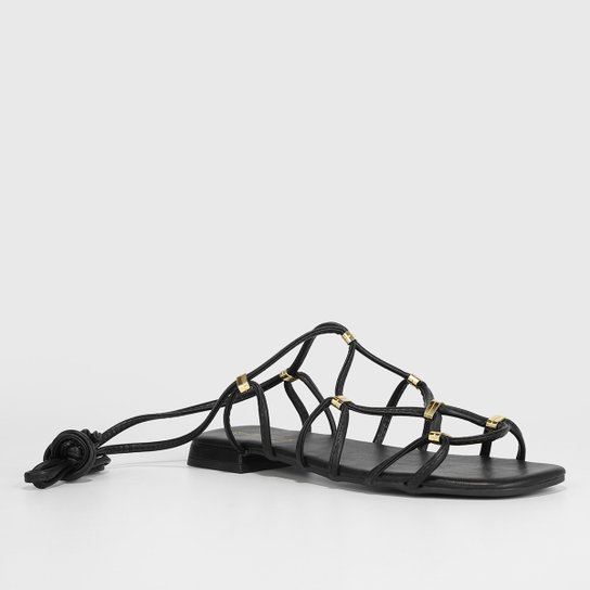 Rasteira Shoestock Lace Up Metal