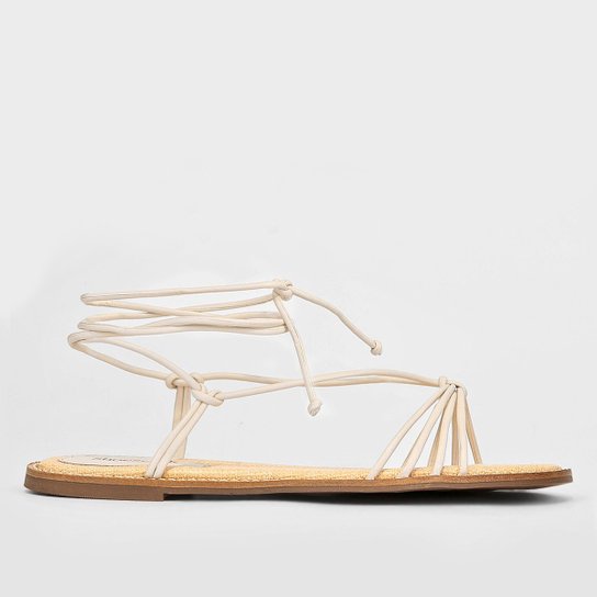 Rasteira Shoestock Lace Up Ráfia