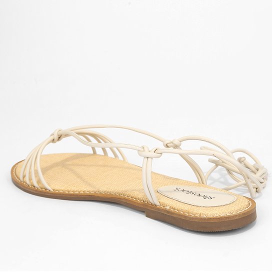 Rasteira Shoestock Lace Up Ráfia
