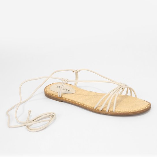 Rasteira Shoestock Lace Up Ráfia