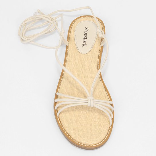 Rasteira Shoestock Lace Up Ráfia