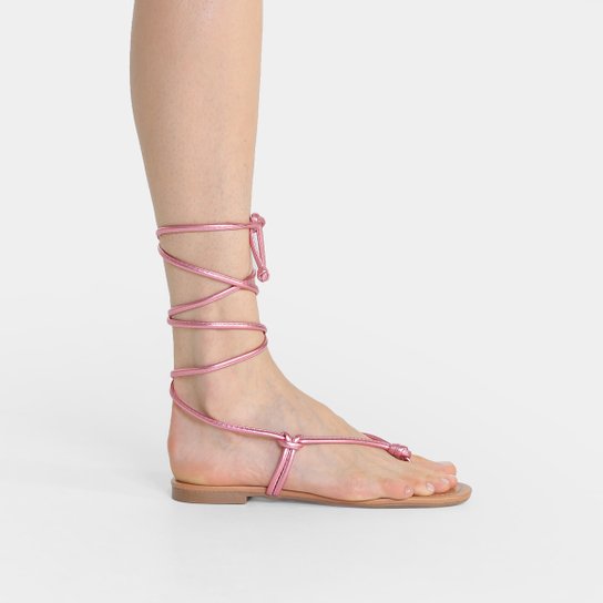 Rasteira Shoestock Metalizada Amarração