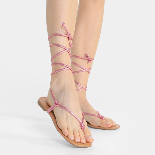 Rasteira Shoestock Metalizada Amarração