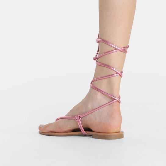 Rasteira Shoestock Metalizada Amarração