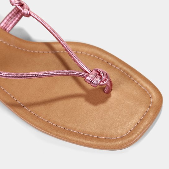 Rasteira Shoestock Metalizada Amarração