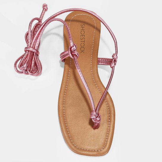 Rasteira Shoestock Metalizada Amarração