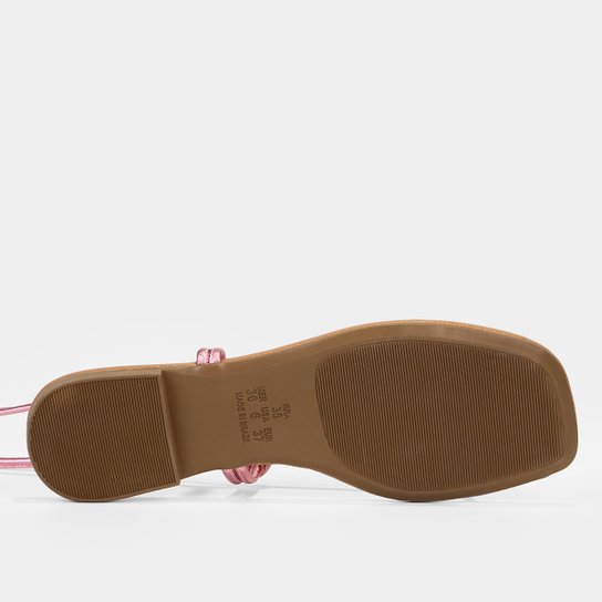 Rasteira Shoestock Metalizada Amarração