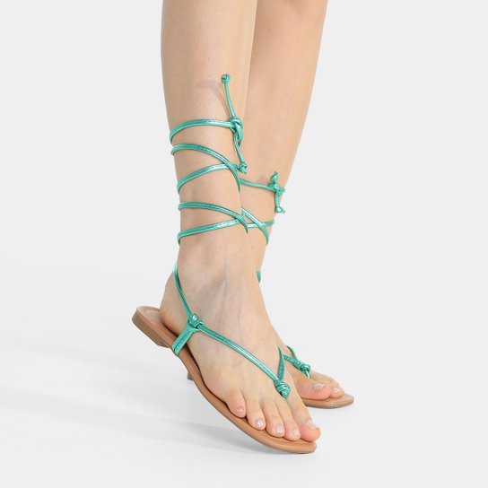 Rasteira Shoestock Metalizada Amarração