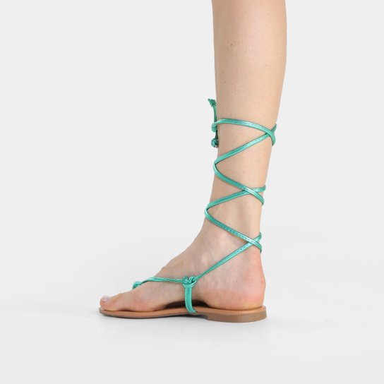 Rasteira Shoestock Metalizada Amarração