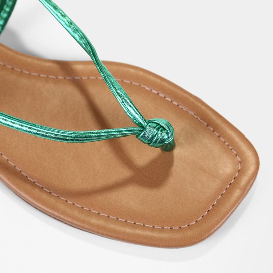 Rasteira Shoestock Metalizada Amarração