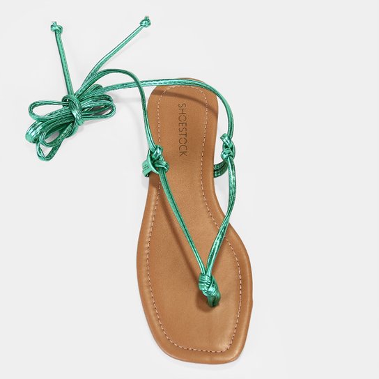 Rasteira Shoestock Metalizada Amarração