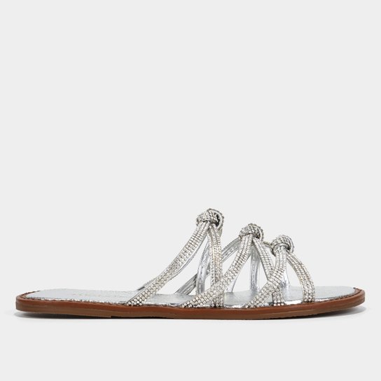 Rasteira Shoestock Metalizada Brilho Tiras