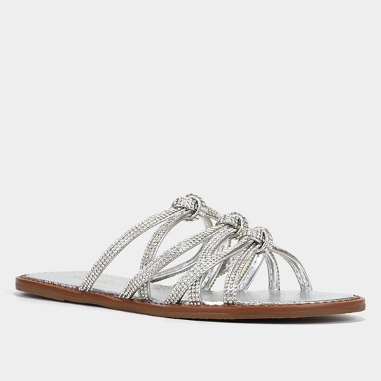 Rasteira Shoestock Metalizada Brilho Tiras