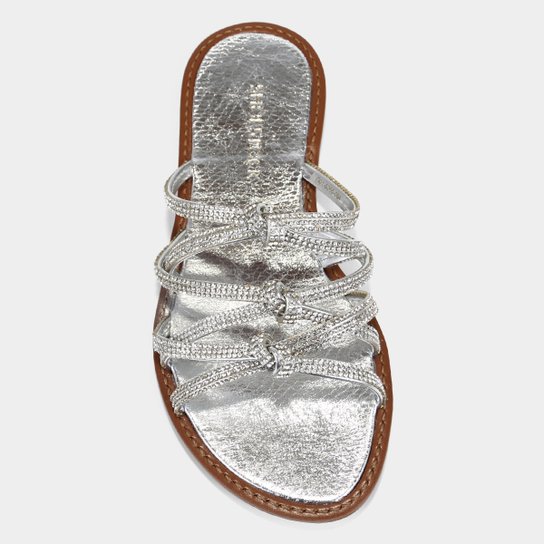 Rasteira Shoestock Metalizada Brilho Tiras