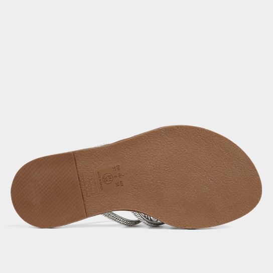 Rasteira Shoestock Metalizada Brilho Tiras