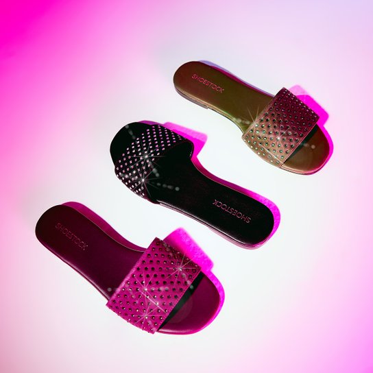 Rasteira Shoestock Slide Strass