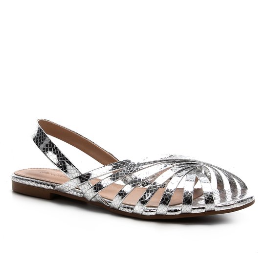 Rasteira Shoestock Slingback Tiras Metalizadas - Prata