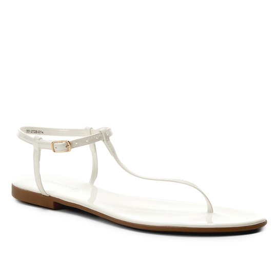 Rasteira Shoestock Tira Verniz - Branco
