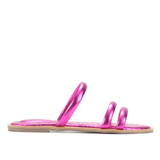 Rasteira Shoestock Tiras Matelassê Metalizada