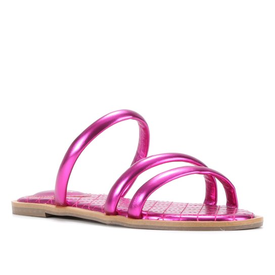 Rasteira Shoestock Tiras Matelassê Metalizada