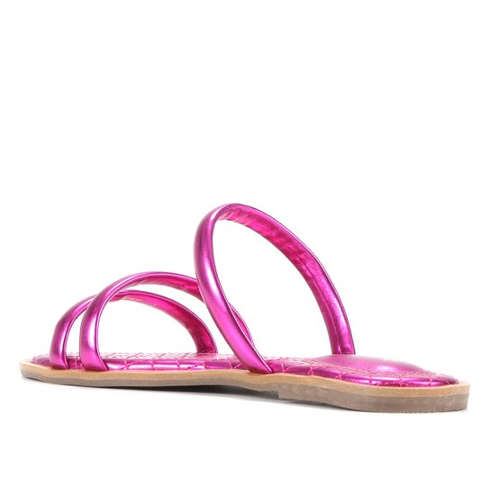 Rasteira Shoestock Tiras Matelassê Metalizada