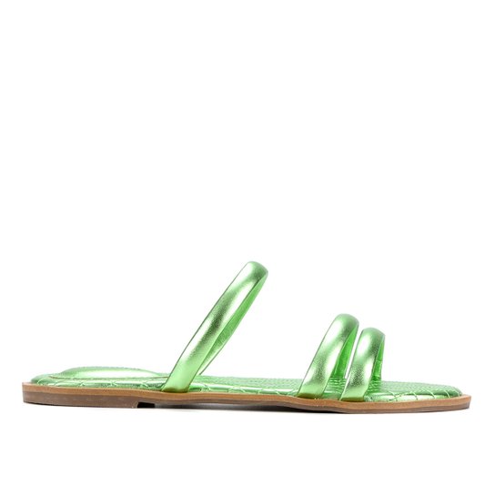 Rasteira Shoestock Tiras Matelassê Metalizada